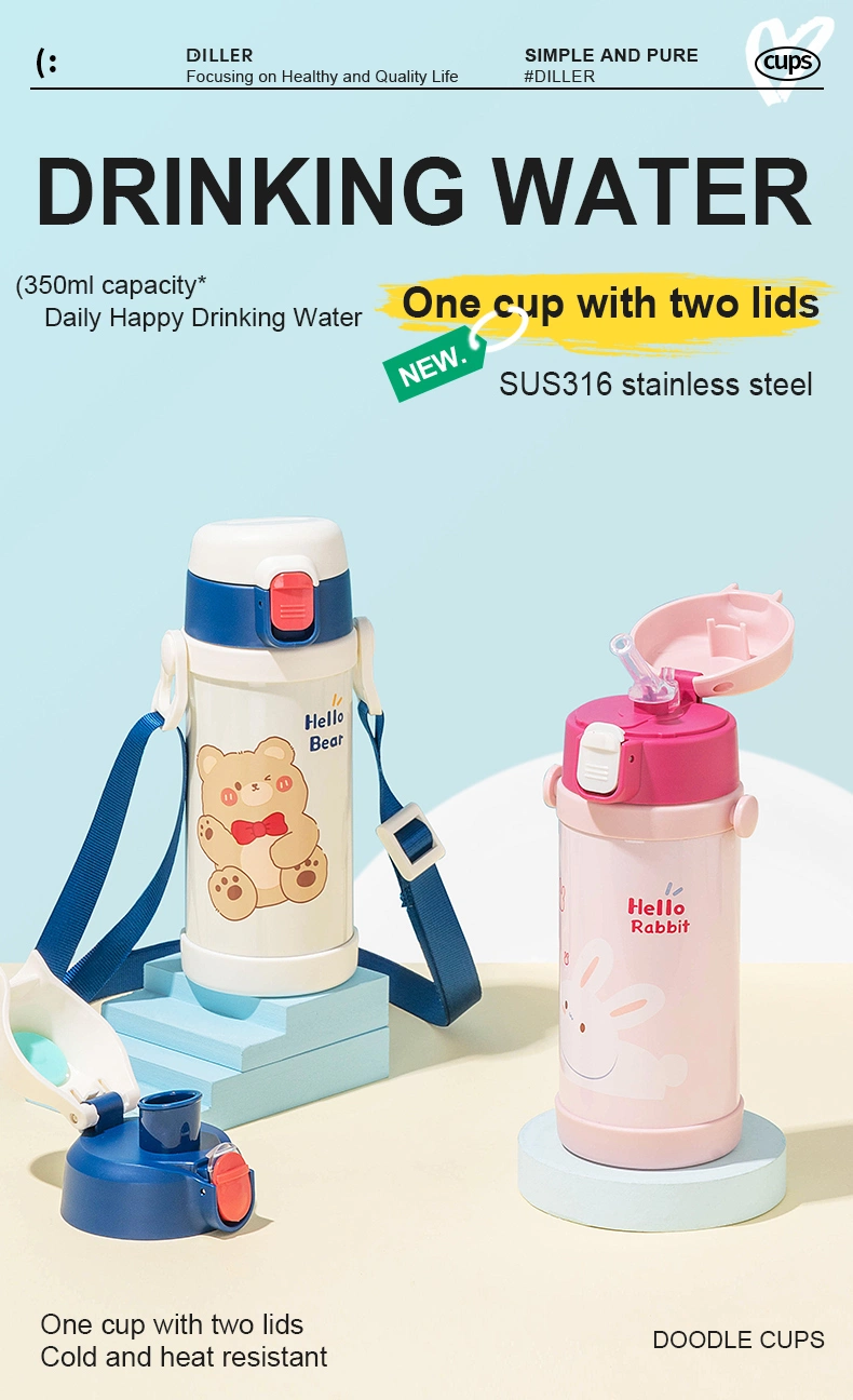 Wholesale Lovely Kids Water Flask Stainless Steel Vacuum Insulated Water Bottles with Straw