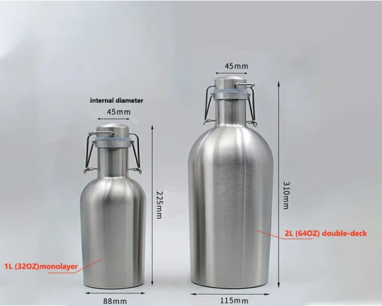 Growler 64 オンス 1.9L/128 オンス 3.8L ステンレス鋼ホット販売炭酸